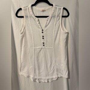 Jane and Delancey White Buttoned Tank Top